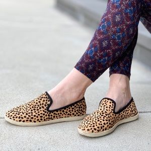 GIANNI BINI shoes pony hair slip on sneakers leopard print calf cheetah 7.5 shoe